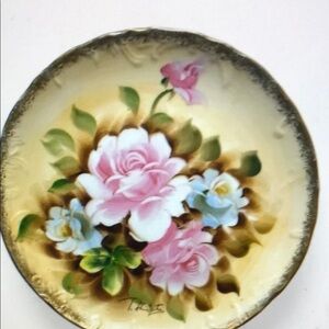Vintage Enesco Japan Floral Hand Painted Wall Plate